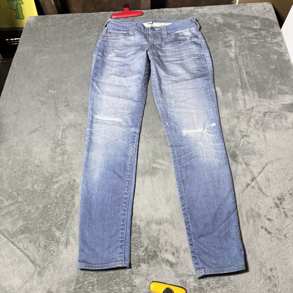 True Religion Womens Faux Denim Stretchy Slim Jeans Size Small (27x29.5)